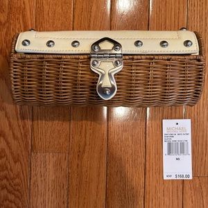 MICHAEL KORS STRAW AND PATENT LEATHER CLUTCH - BRAND NEW WITH TAG